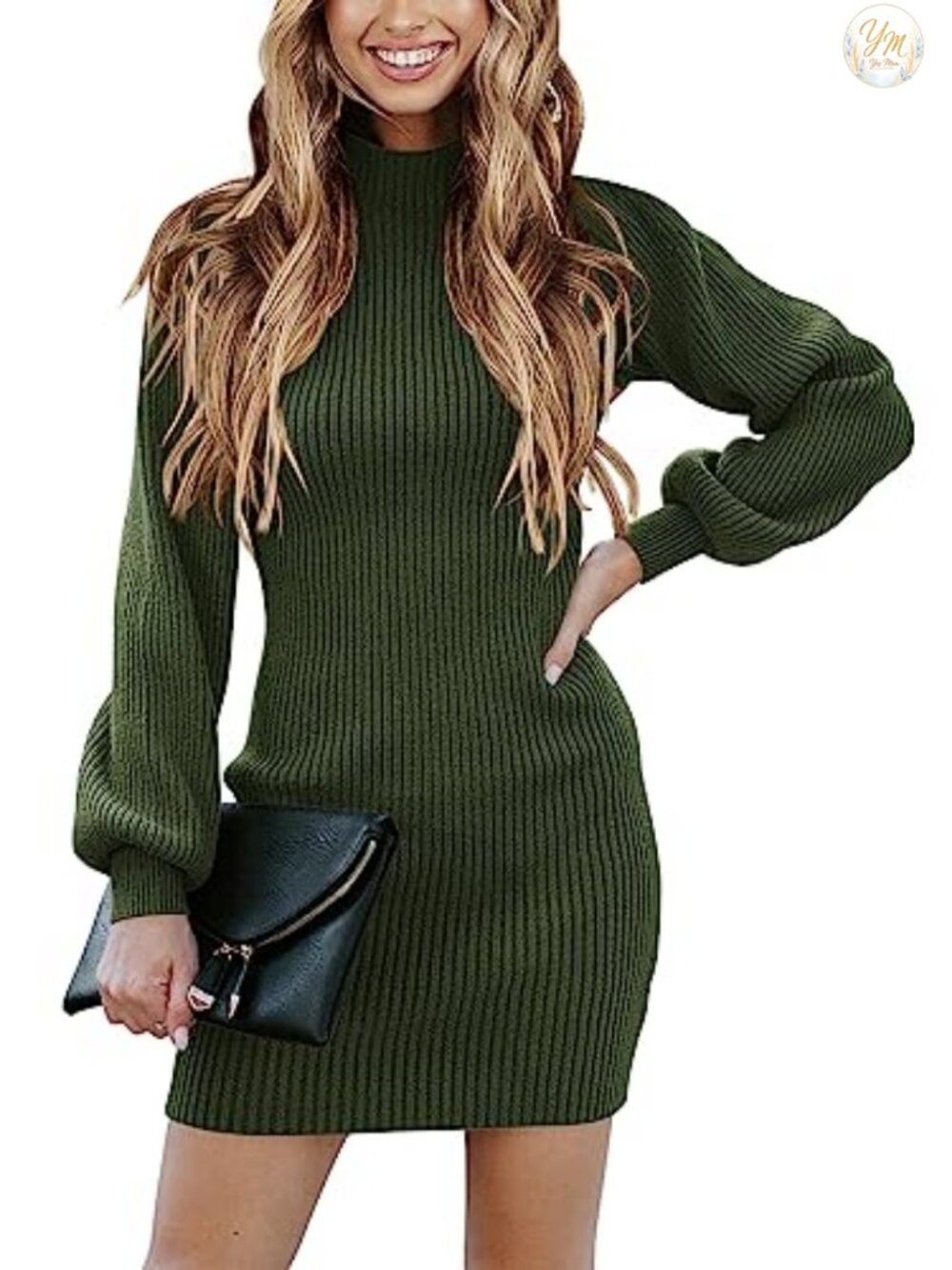 Womens Long Sleeve Turtleneck Bodycon Mini Sweater Dress Slim Fit